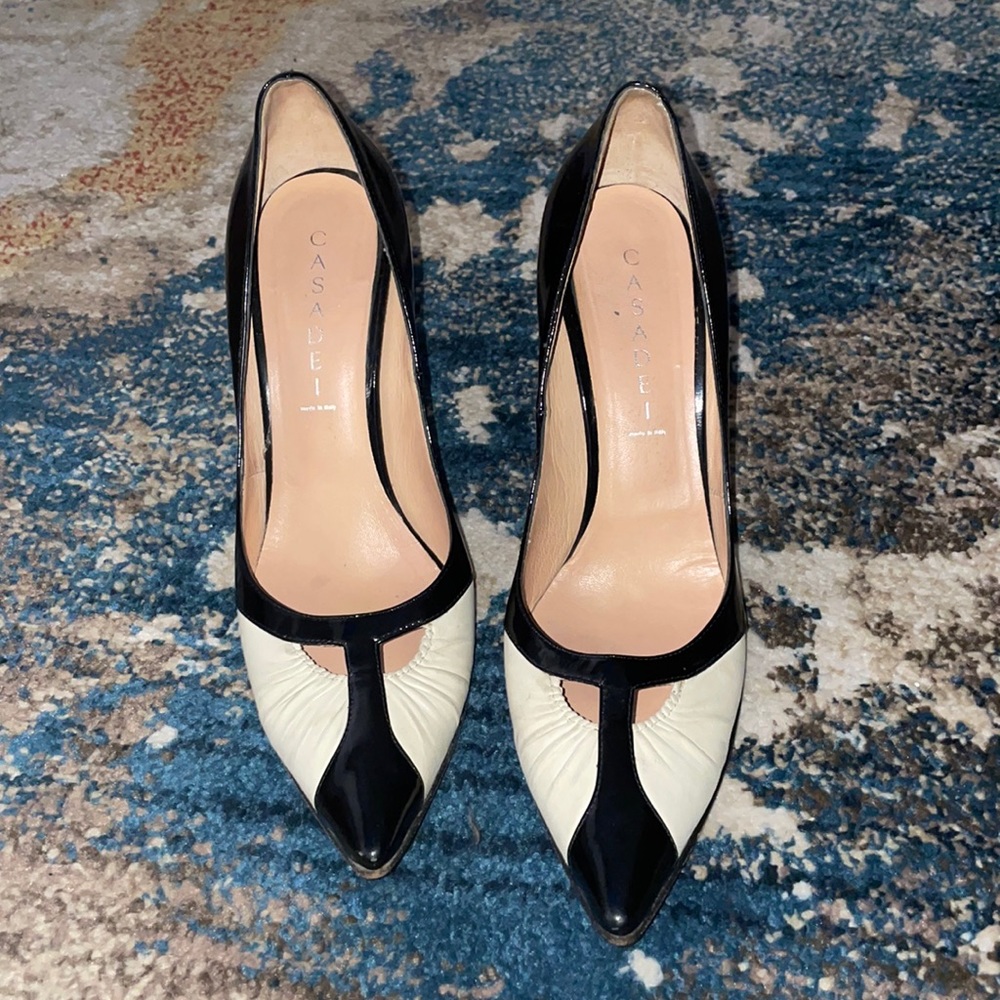 Casadei high heels size 8.5 black and white.